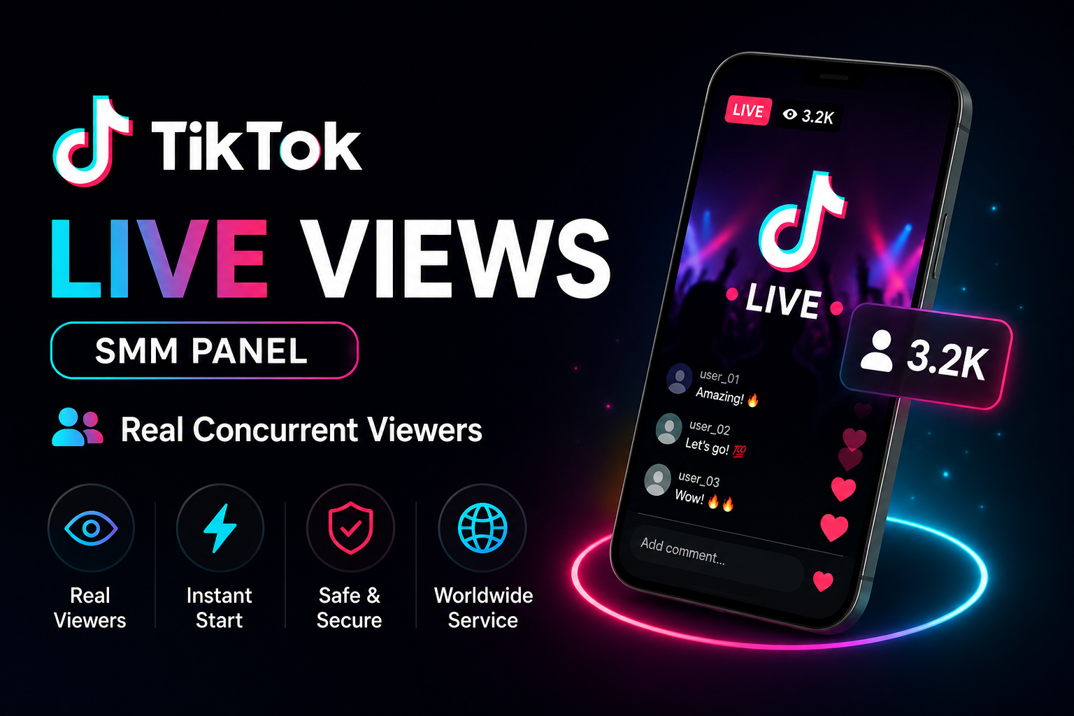 TikTok Live Views SMM panel - Real Concurrent Viewers