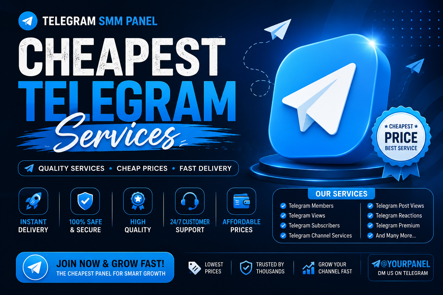Telegram smm panel: cheapest telegram Services